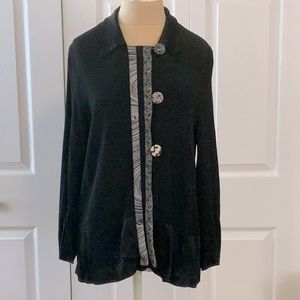 Yasuko Blouse/Jacket- Vintage-Sz.S/M- Black- 3 Fabric Covered Buttons